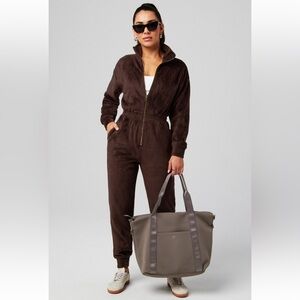 Fabletics Cozy Cord Zip Onesie Color Cacao
